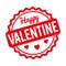 Happy Valentine rubber stamp red on a white background.