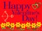 Happy Valentine\\\'s day arch and arrow design with love hearts on floral background