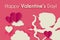 Happy Valentine s day background with Cupid, hearts and clouds. Cute papercut design