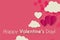 Happy Valentine s day background with hearts and clouds. Cute papercut design