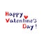 Happy Valentine`s Day. Blue lettering and red heart. Hand-drawn phrases and love symbols. Vector illustration