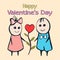 Happy Valentine`s Day card, banner, poster, love confession. Cartoon painted lovers