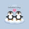 Happy Valentine`s day card with couple penguins.