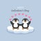 Happy Valentine`s day card with couple penguins.