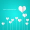 Happy Valentine`s Day Card, hearts growing on teal background