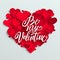 Happy Valentine\'s day card, red hearts and Be My Valentine lettering