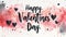 Happy Valentine`s Day card, watercolor style, greeting lettering and black gothic heart shapes on white paper background. Concept