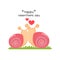 Happy Valentine`s Day. Couple of snails in love