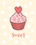 Happy Valentine`s Day with cupcake, Valentines Day sweet bakery