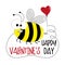 Happy Valentine`s Day - cute bee with heart ballon