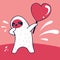 Happy Valentine`s Day Funny Dabbing Sloth with lollipop heart shape, Valentines Day background