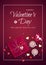 Happy Valentine`s Day greeting card. Top view on gift boxes, candy lollipop, cookies in the form of heart, two cups of coffee.