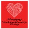 Happy Valentine`s Day, heart cut out with a red rectangle and an inscription, for the design of cards or coupons
