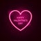 Happy Valentine`s Day Heart Neon Label