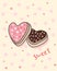 Happy Valentine`s Day with heart shaped cookies, Valentines Day sweet biscuit