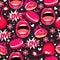 Happy Valentine`s Day. Holiday background with love, lips, pink bombs,