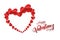 Happy Valentine`s Day, holiday banner. A large red heart lined from small hearts on a white background. Greeting card, flyer,