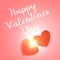 Happy Valentine`s Day. Holiday banner with a pair of red connecting hearts with a bright glow in between. Conceptual illustration