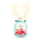 Happy Valentine\'s Day with jar of paper hearts