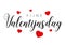 Happy Valentine`s Day lettering in Dutch with hearts. Vector illustration