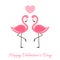 Happy Valentine`s Day Lettering illustration with Pink Flamingo. Vector isolated illustration