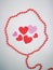 Happy Valentine& x27;s day. Pink and red paper hearts with glitters on white background.