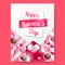 Happy valentine`s day poster banner with top view sweet candy love heart and pink envelope illustration