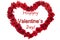 Happy Valentine`s day red lettering background and rose shaped h