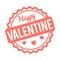 Happy Valentine`s day rubber stamp white on a Living Coral Pantone Colour of the Year 2019 background