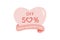 Happy Valentine's Day sale design element with heart and pink ribbon in pastel colours. Trendy Valentines day discount