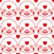 Happy Valentine`s Day! Seamless pattern with hearts, flowers, dots and circles.