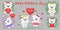 Happy Valentine s Day. Set of six characters cute polar bear in various poses and accessories in cartoon style. With a