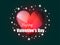 Happy Valentine`s Day. Shining heart with rays of light. Romantic background. Vector
