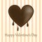 Happy Valentine`s Day, Stylish melt chocolates in heart shaped, isolate on striped background