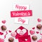 Happy valentine`s day sweet banner template with pink love heart decoration and love letter envelope and chocolate