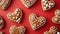 Happy Valentine\\\'s Day, Valentine Love Wedding birthday greeting card background Closeup of gingerbread heart cookies