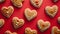 Happy Valentine\\\'s Day, Valentine Love Wedding birthday greeting card background Closeup of gingerbread heart cookies