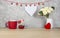 Happy Valentine's day. Valentine's day background design. Present, the cups are red. Banner. copy space