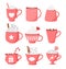 Happy Valentine`s Day. Valentine`s Day hot drinks collection. Vector illustration