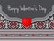 Happy Valentine`s day vector card. With ethnic border and red heart. Elegant and tender gift or invitation card