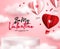 Happy valentine`s day vector design. Be my valentine text with podium stage and paper cut air balloon hearts elements.