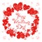 Happy Valentine`s Day. Vector frame with hearts for greeting cards, invitations, posters
