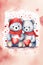 Happy valentine\\\'s greeting card with very cute bears, cartoon character. Watercolor