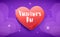 Happy Valentines banner with big red heart on violet background. Vector