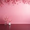 Happy Valentines! Cherry blossoms in front of of pink wall, love celebration, wedding, birthday