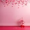 Happy Valentines! Cherry blossoms in front of of pink wall, love celebration, wedding, birthday