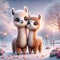 A Happy Valentines Day Adorable Lovable Llamas Couple Zoo Animals Winter AI Generated