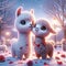 A Happy Valentines Day Adorable Lovable Llamas Couple Zoo Animals Winter AI Generated