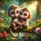 A Happy Valentines Day Adorable Lovable Monkey Couple Zoo Animals Winter AI Generated