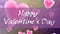 Happy Valentines day, animated inscription in grunge design. Letters written with chalk on purple background with flying